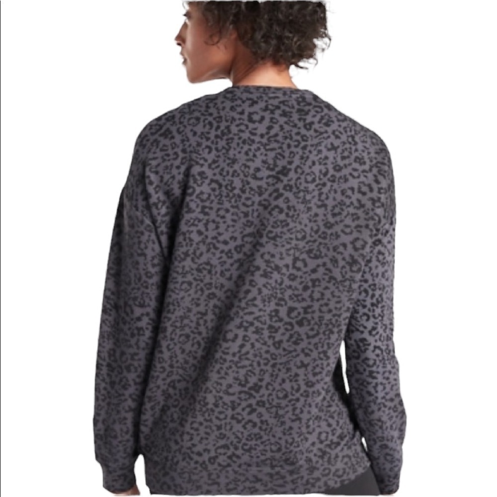 Athleta Pure Lux Leopard Print Crew Neck Oversized Sweatshirt S slouchy boxy - Picture 3 of 14